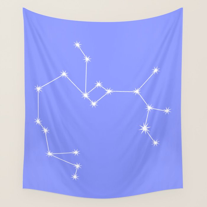 Sagittarius Zodiac Star Constellation Line Art Pastel Purple Wall Tapestry Gallery Image 1