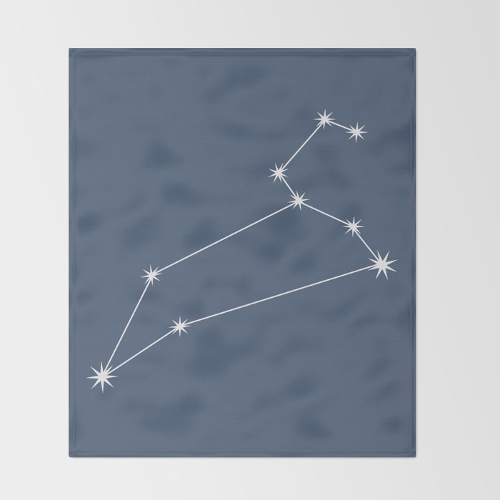 Leo Zodiac Star Constellation Line Art Neutral Blue Throw Blanket Gallery Image 2