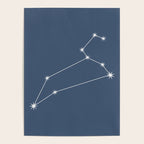 Leo Zodiac Star Constellation Line Art Neutral Blue Poster Gallery Image 4
