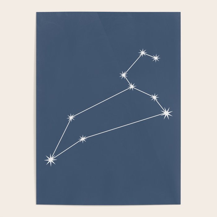 Leo Zodiac Star Constellation Line Art Neutral Blue Poster Gallery Image 4