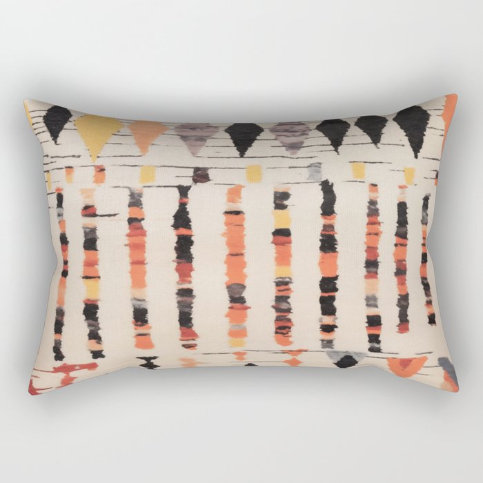 Moroccan Berber Rug Design No.46 - Multicolor, Ivory White Rectangular Pillow Gallery Image 1