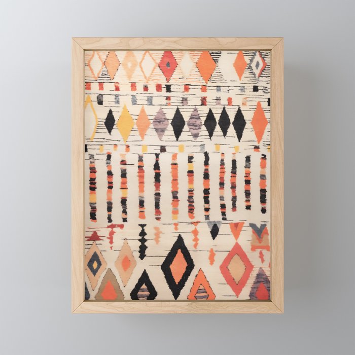 Moroccan Berber Rug Design No.46 - Multicolor, Ivory White Mini Art Print Gallery Image 1