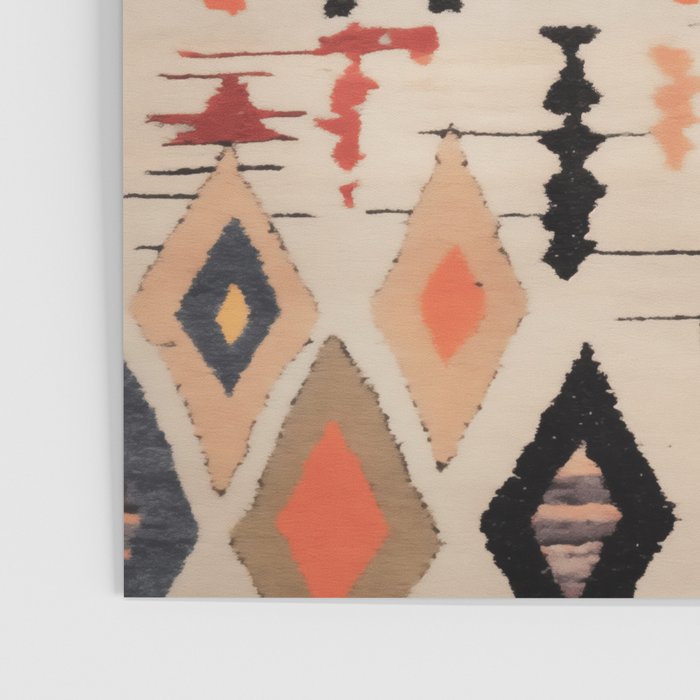 Moroccan Berber Rug Design No.46 - Multicolor, Ivory White Poster Gallery Image 3