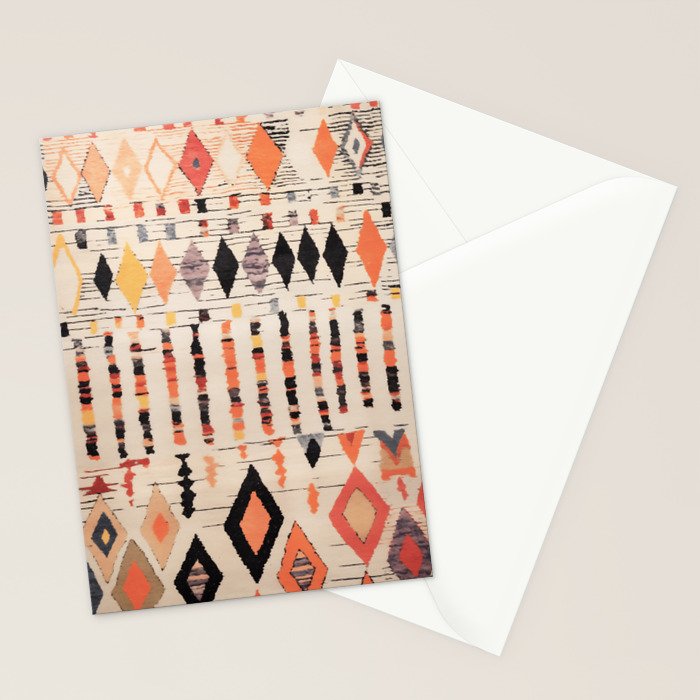 Moroccan Berber Rug Design No.46 - Multicolor, Ivory White Stationery Card Gallery Image 2