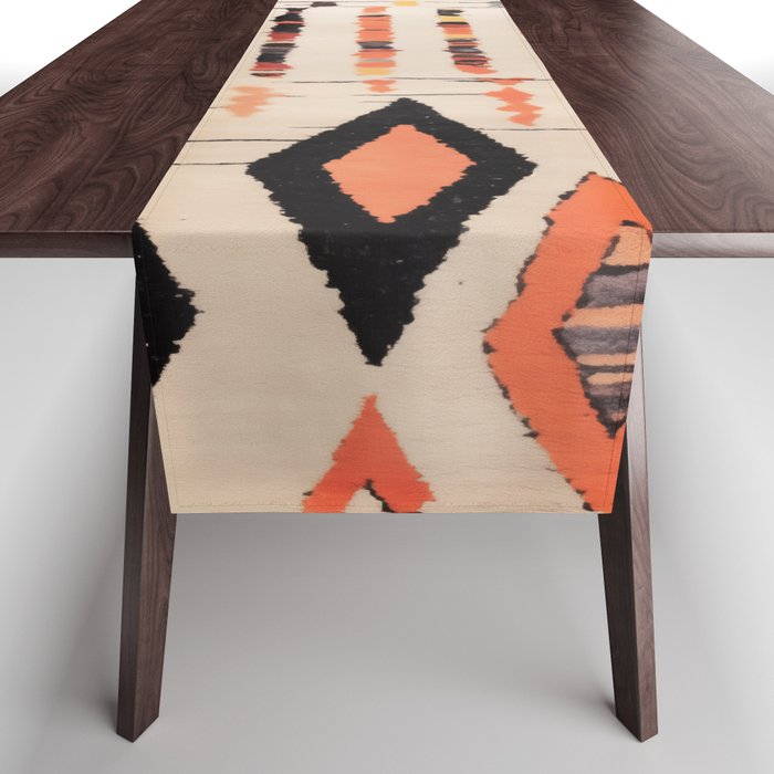 Moroccan Berber Rug Design No.46 - Multicolor, Ivory White Table Runner Gallery Image 1