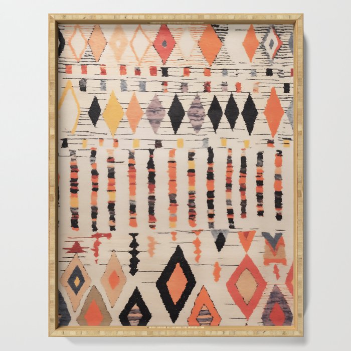 Moroccan Berber Rug Design No.46 - Multicolor, Ivory White Serving Tray Gallery Image 1