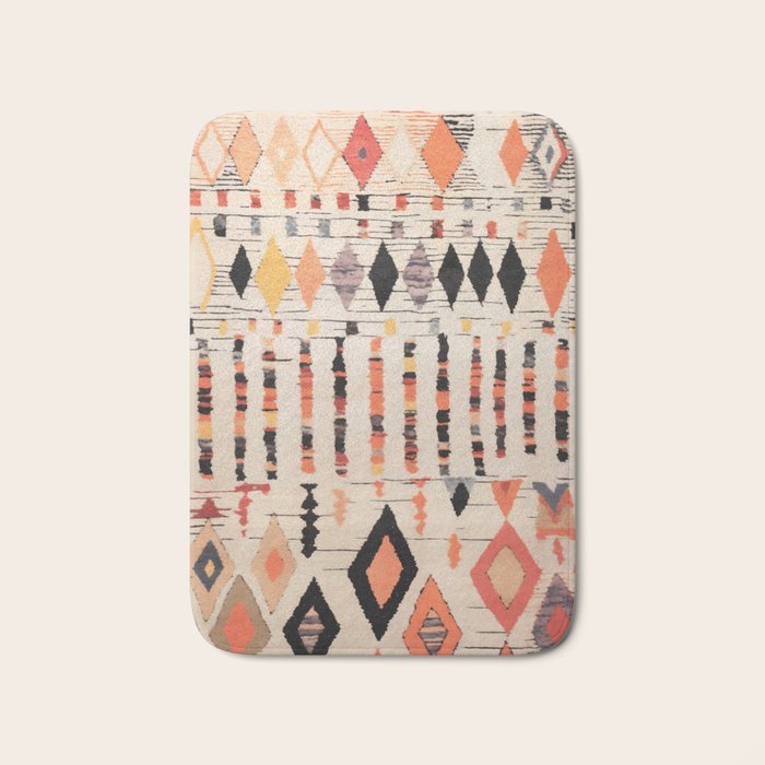 Moroccan Berber Rug Design No.46 - Multicolor, Ivory White Bath Mat Gallery Image 1