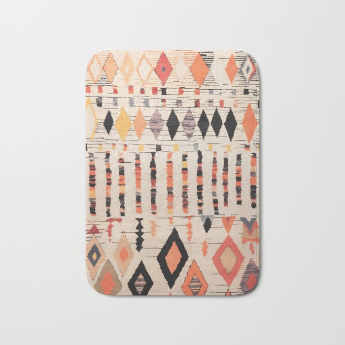 Moroccan Berber Rug Design No.46 - Multicolor, Ivory White Bath Mat Gallery Image 1