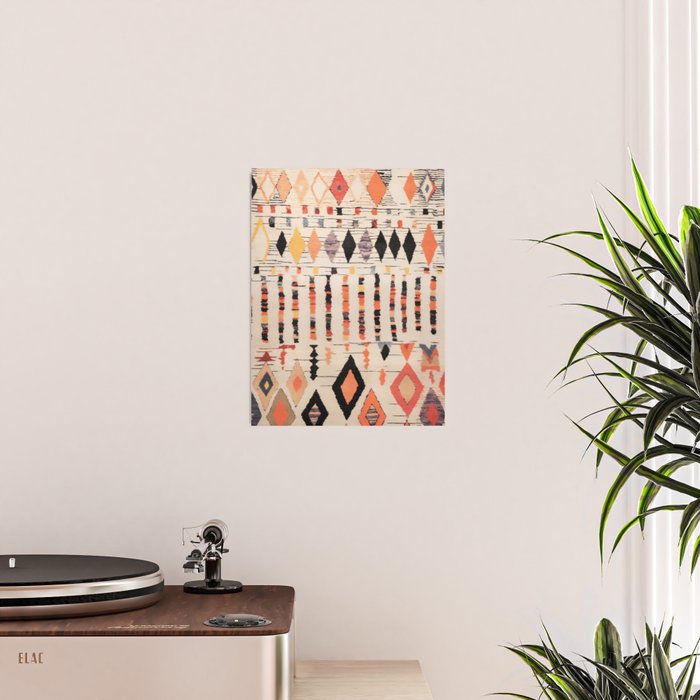 Moroccan Berber Rug Design No.46 - Multicolor, Ivory White Poster Gallery Image 2