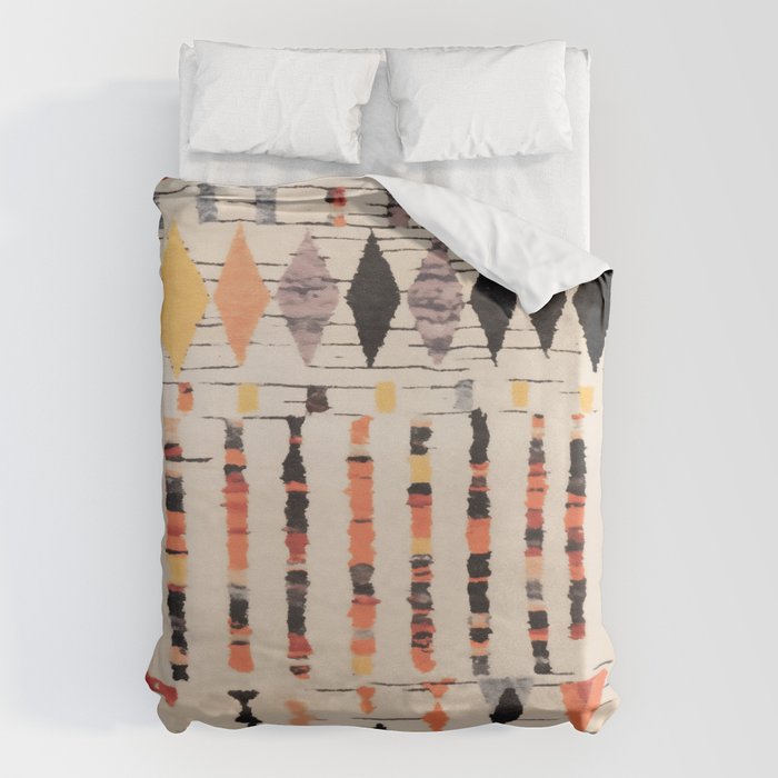 Moroccan Berber Rug Design No.46 - Multicolor, Ivory White Duvet Cover Gallery Image 6