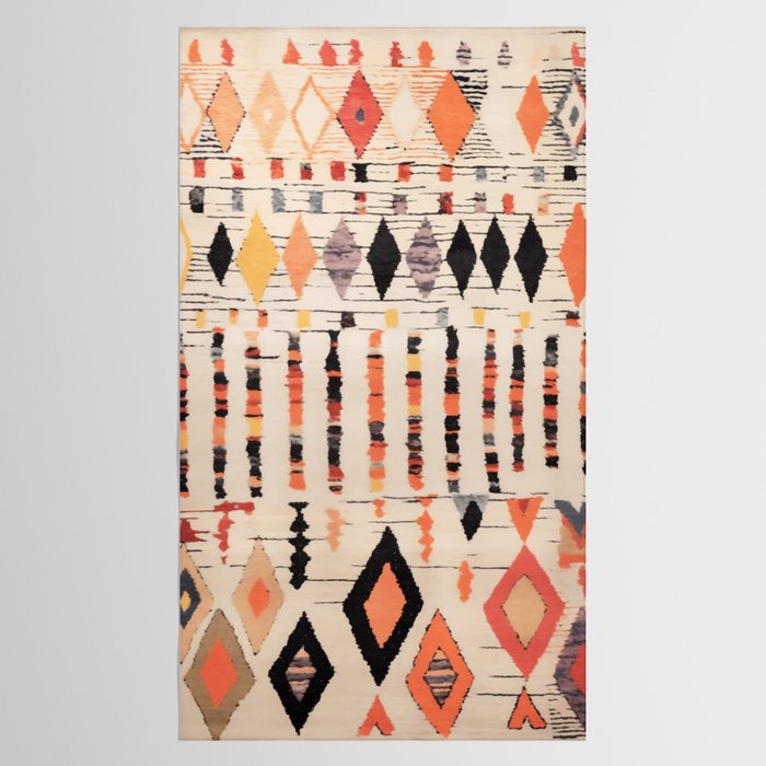 Moroccan Berber Rug Design No.46 - Multicolor, Ivory White Tablecloth Gallery Image 2