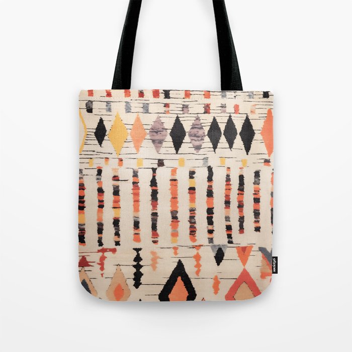 Moroccan Berber Rug Design No.46 - Multicolor, Ivory White Tote Bag Gallery Image 1