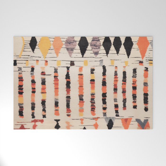 Moroccan Berber Rug Design No.46 - Multicolor, Ivory White Welcome Mat Gallery Image 1
