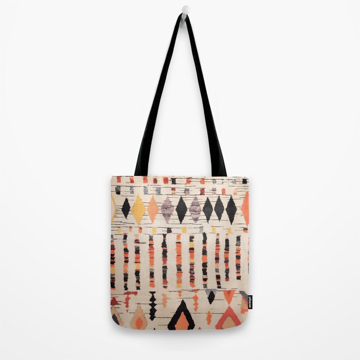 Moroccan Berber Rug Design No.46 - Multicolor, Ivory White Tote Bag Gallery Image 2