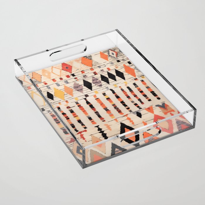 Moroccan Berber Rug Design No.46 - Multicolor, Ivory White Acrylic Tray Gallery Image 1