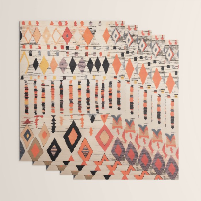 Moroccan Berber Rug Design No.46 - Multicolor, Ivory White Wrapping Paper Gallery Image 3