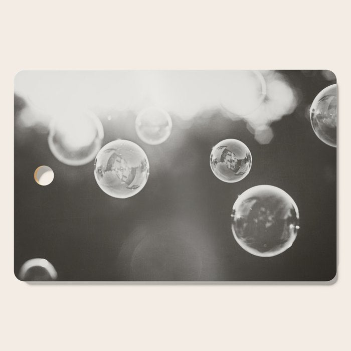 Bubble Photography, Black and White Bathroom Art, Laundry Room Photo Cutting Board Gallery Image 1