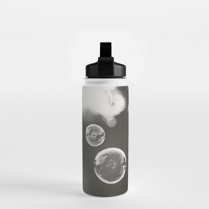 Bubble Photography, Black and White Bathroom Art, Laundry Room Photo Water Bottle Gallery Image 2