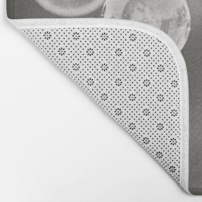 Bubble Photography, Black and White Bathroom Art, Laundry Room Photo Bath Mat Gallery Image 2