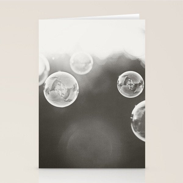 Bubble Photography, Black and White Bathroom Art, Laundry Room Photo Stationery Card Gallery Image 2