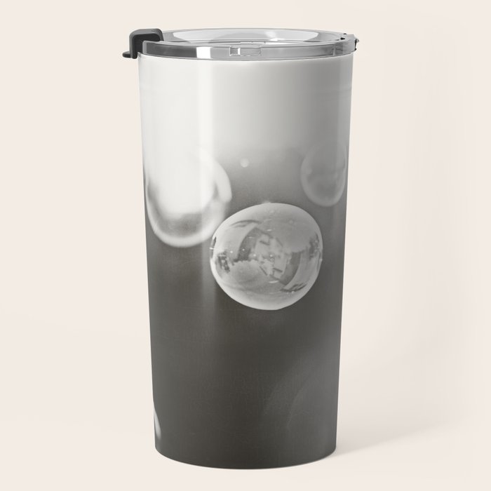 Bubble Photography, Black and White Bathroom Art, Laundry Room Photo Travel Mug Gallery Image 3