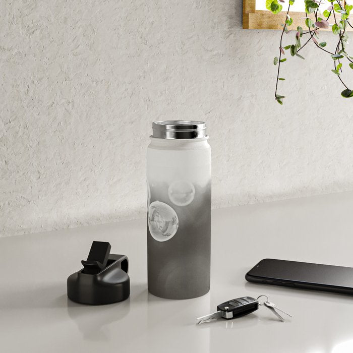 Bubble Photography, Black and White Bathroom Art, Laundry Room Photo Water Bottle Gallery Image 4