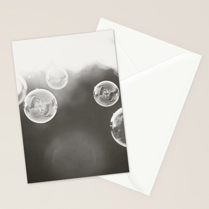 Bubble Photography, Black and White Bathroom Art, Laundry Room Photo Stationery Card Gallery Image 2