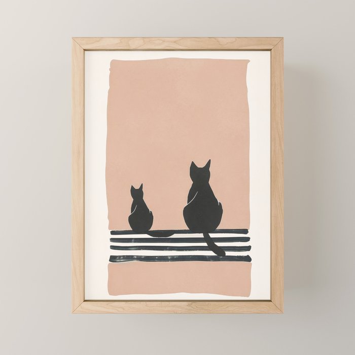 Sitting Cats Abstract Mini Art Print Gallery Image 1