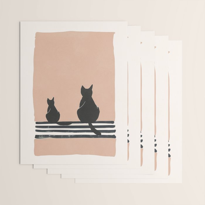 Sitting Cats Abstract Wrapping Paper Gallery Image 3