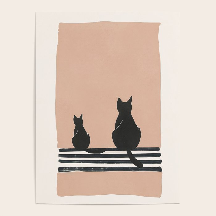 Sitting Cats Abstract Poster Gallery Image 4