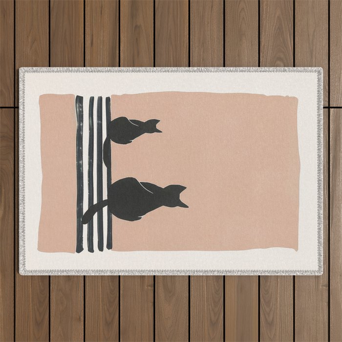 Sitting Cats Abstract Outdoor Rug Gallery Image 1