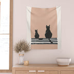 Sitting Cats Abstract Wall Tapestry Gallery Image 2