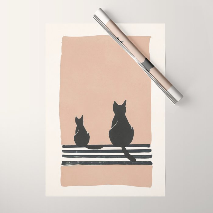 Sitting Cats Abstract Wrapping Paper Gallery Image 1