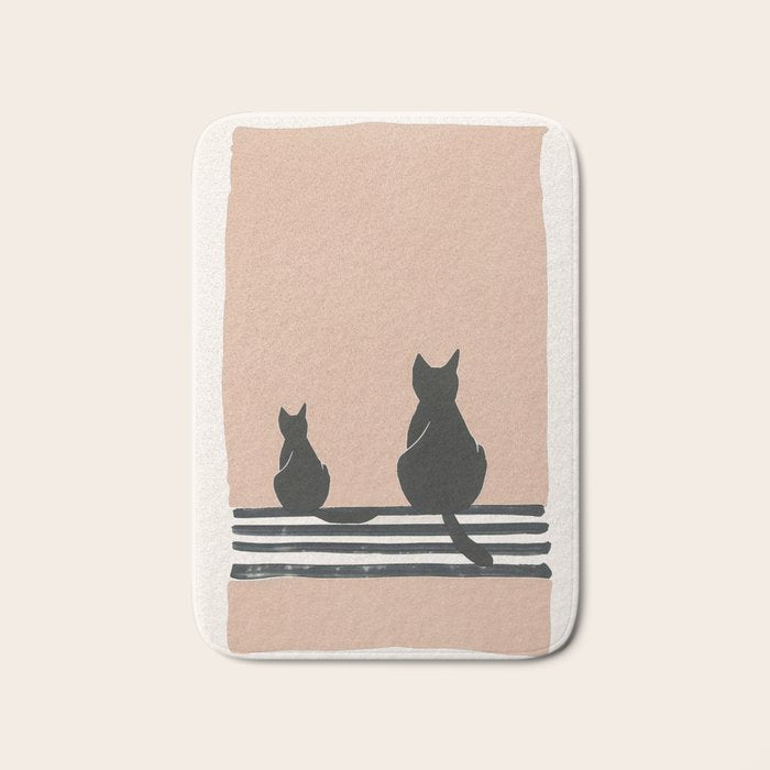 Sitting Cats Abstract Bath Mat Gallery Image 1