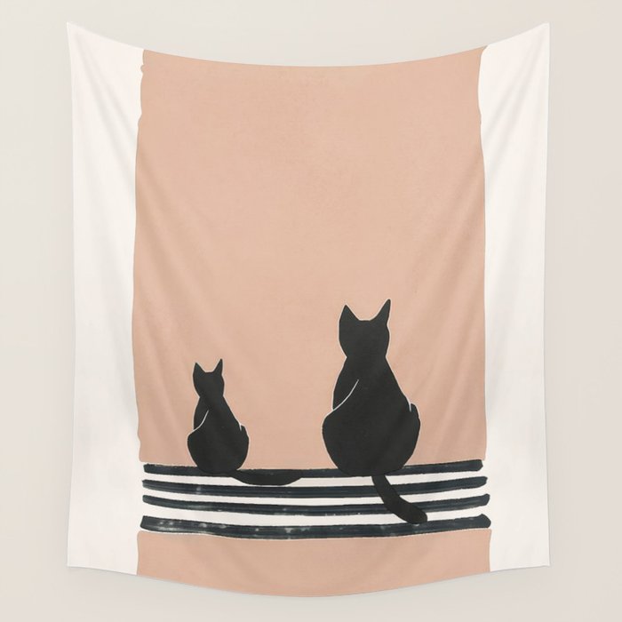 Sitting Cats Abstract Wall Tapestry Gallery Image 4