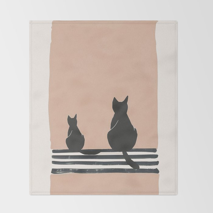 Sitting Cats Abstract Throw Blanket Gallery Image 2
