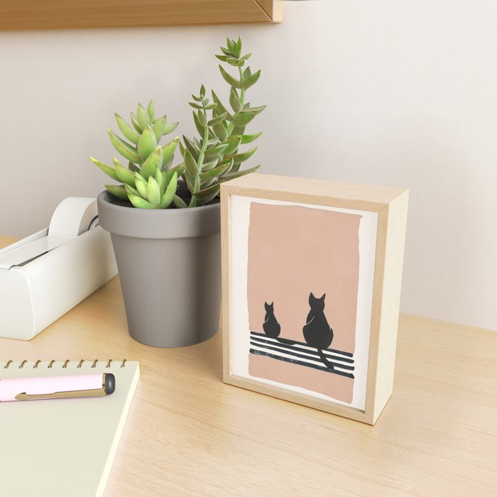 Sitting Cats Abstract Mini Art Print Gallery Image 2