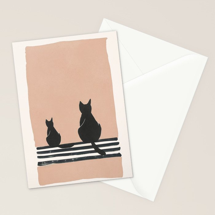 Sitting Cats Abstract Stationery Card Gallery Image 2