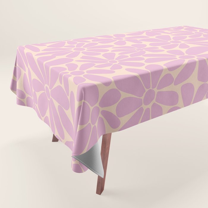Retro Floral - Cream and Pink Tablecloth Gallery Image 1