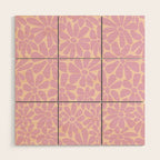 Retro Floral - Cream and Pink Wood Wall Art Gallery Image 1