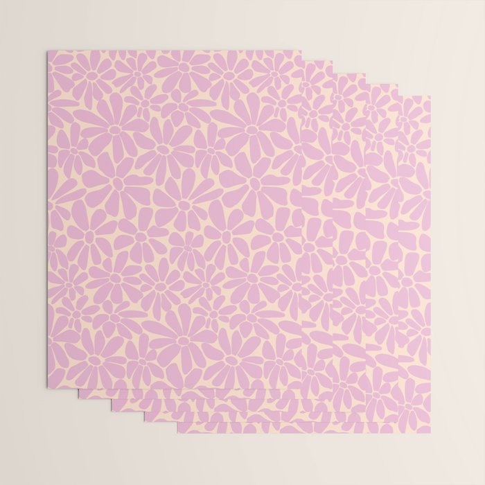 Retro Floral - Cream and Pink Wrapping Paper Gallery Image 3