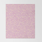 Retro Floral - Cream and Pink Throw Blanket Gallery Image 2