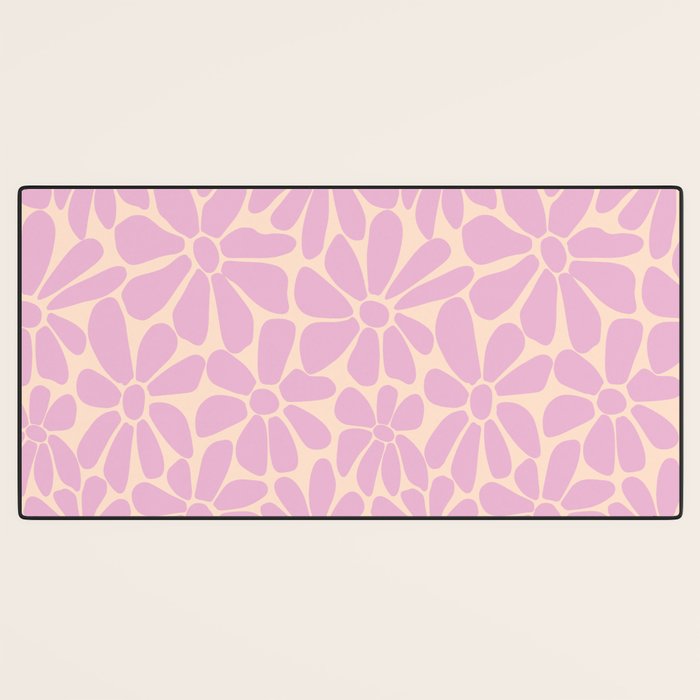 Retro Floral - Cream and Pink Desk Mat Gallery Image 3