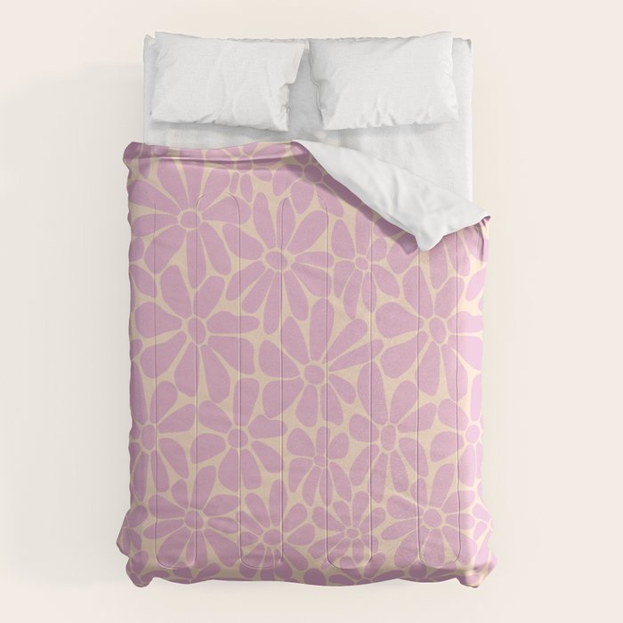 Retro Floral - Cream and Pink Comforter Gallery Image 6