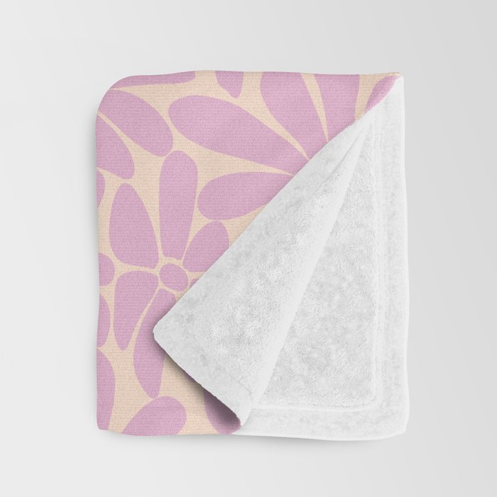 Retro Floral - Cream and Pink Throw Blanket Gallery Image 3