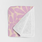 Retro Floral - Cream and Pink Throw Blanket Gallery Image 3
