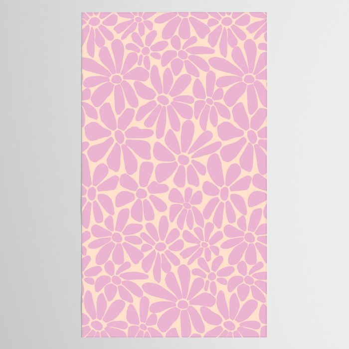 Retro Floral - Cream and Pink Tablecloth Gallery Image 2
