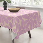 Retro Floral - Cream and Pink Tablecloth Gallery Image 3