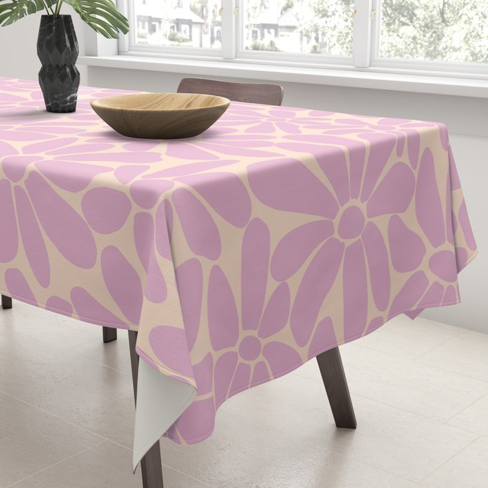 Retro Floral - Cream and Pink Tablecloth Gallery Image 3