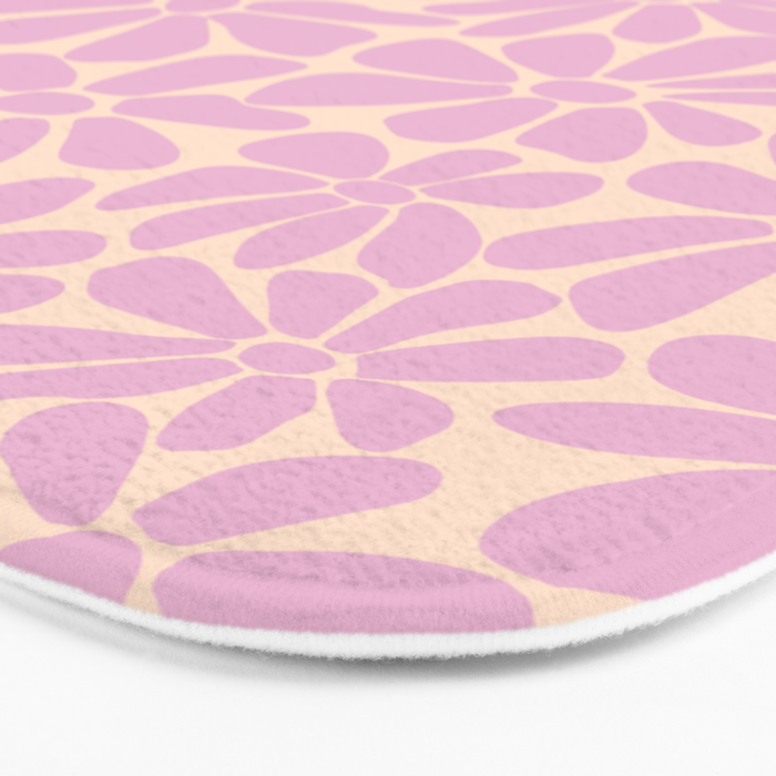 Retro Floral - Cream and Pink Bath Mat Gallery Image 3